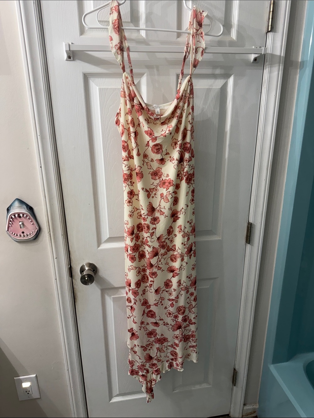 Floral Tie-Shoulder Maxi Dress in Cream and Rose
